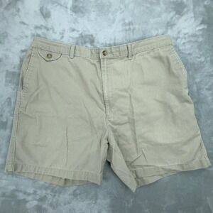 Mens Khaki Chino Shorts Tan Elastic Waist Cotton Blend Size 42 031962 01-03